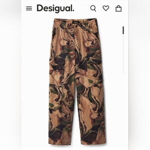 Desigual Psychedelic Camo Cargo Pants Size M NWT